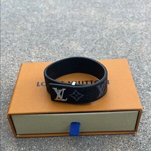 Louis Vuitton Black and Silver Monogram Cuff